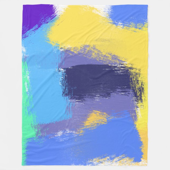 Abstract vivid brush strokes fleece blanket (Front)