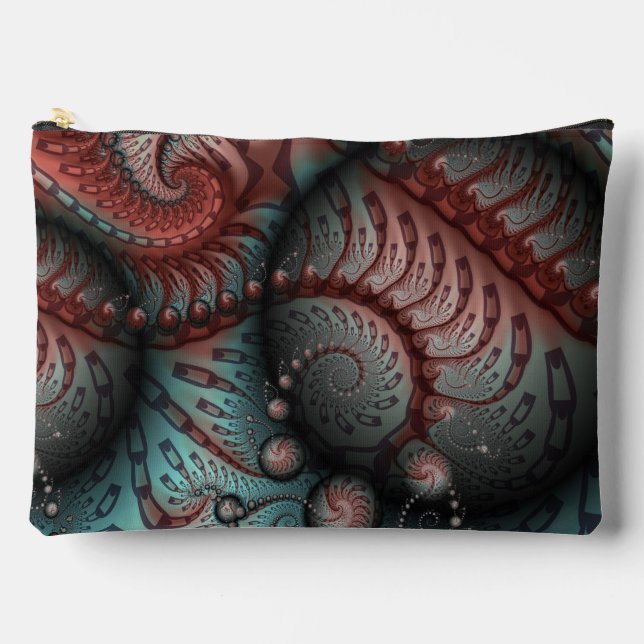 Abstract Vivid Fantasy Fractal Art Brown Blue Accessory Pouch (Front)