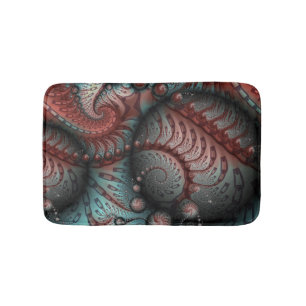 Abstract Vivid Fantasy Fractal Art Brown Blue Bath Mat
