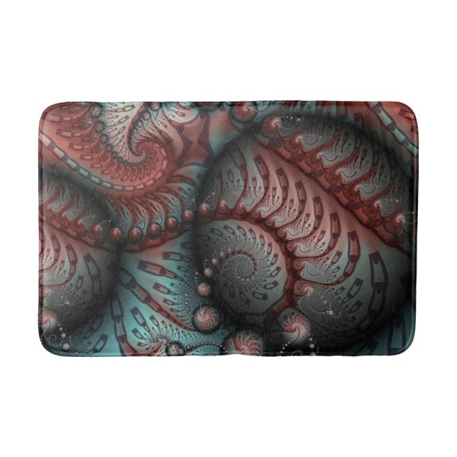 Abstract Vivid Fantasy Fractal Art Brown Blue Bath Mat (Front)