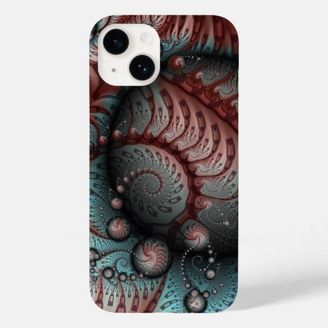 Abstract Vivid Fantasy Fractal Art Brown Blue Case-Mate iPhone Case (Back)