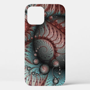 Abstract Vivid Fantasy Fractal Art Brown Blue iPhone 12 Case