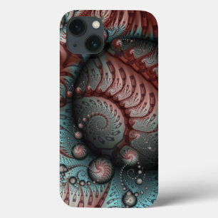 Abstract Vivid Fantasy Fractal Art Brown Blue iPhone 13 Case