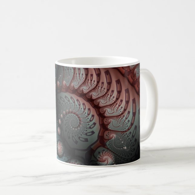 Abstract Vivid Fantasy Fractal Art Brown Blue Coffee Mug (Front Right)