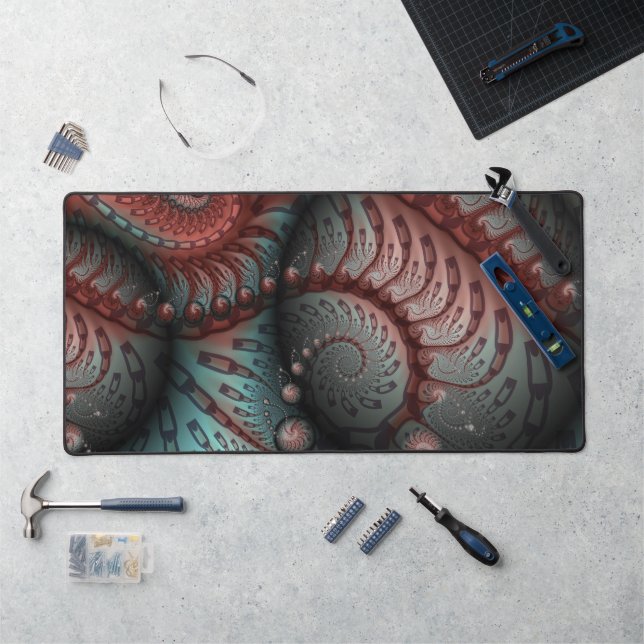 Abstract Vivid Fantasy Fractal Art Brown Blue Desk Mat (Workstation)
