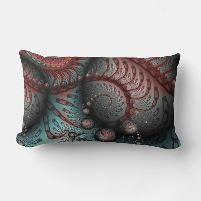 Abstract Vivid Fantasy Fractal Art Brown Blue Lumbar Pillow (Front)