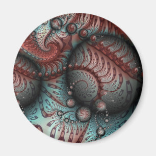 Abstract Vivid Fantasy Fractal Art Brown Blue Magnet