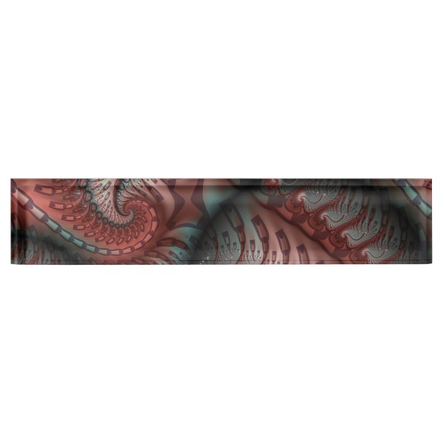 Abstract Vivid Fantasy Fractal Art Brown Blue Nameplate (Front)