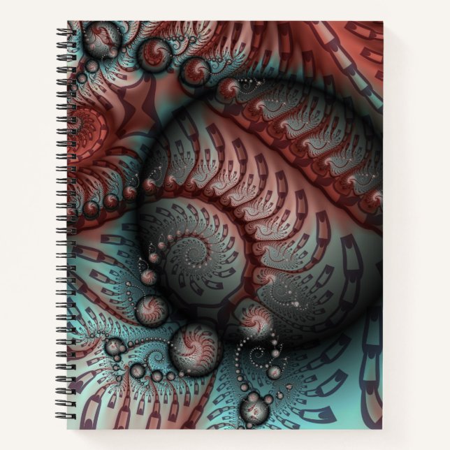 Abstract Vivid Fantasy Fractal Art Brown Blue Notebook (Front)