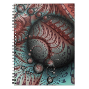 Abstract Vivid Fantasy Fractal Art Brown Blue Notebook