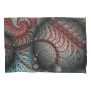 Abstract Vivid Fantasy Fractal Art Brown Blue Pillowcase