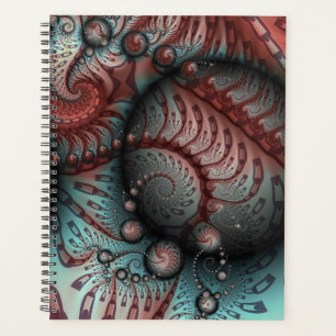 Abstract Vivid Fantasy Fractal Art Brown Blue Planner