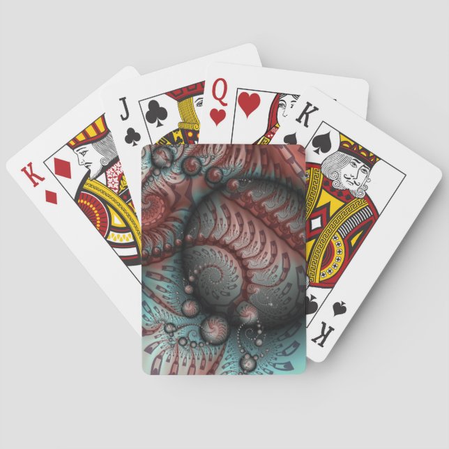 Abstract Vivid Fantasy Fractal Art Brown Blue Playing Cards (Back)
