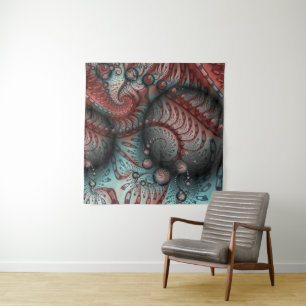 Abstract Vivid Fantasy Fractal Art Brown Blue Tapestry