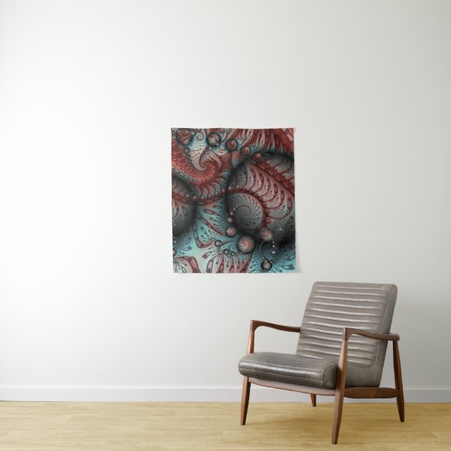 Abstract Vivid Fantasy Fractal Art Brown Blue Tapestry (In Situ)