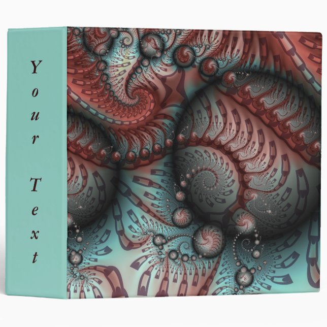 Abstract Vivid Fantasy Fractal Art Brown Blue Text Binder (Front/Spine)