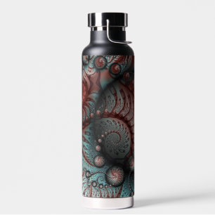 Abstract Vivid Fantasy Fractal Art Brown Blue Water Bottle