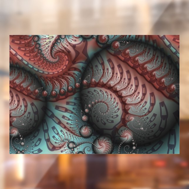 Abstract Vivid Fantasy Fractal Art Brown Blue Window Cling (Sheet 2)