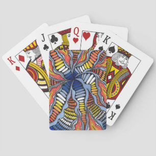 Abstract Vortex Blue & Fire Orange Playi Playing Cards