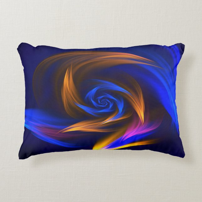 Abstract Vortex Shape Blue Orange Accent Pillow (Front)