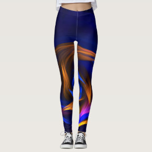 Abstract Vortex Shape Blue Orange Leggings
