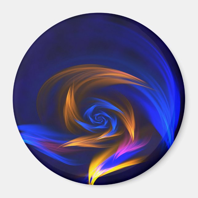 Abstract Vortex Shape Blue Orange Magnet (Front)