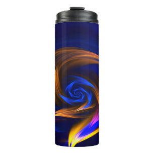 Abstract Vortex Shape Blue Orange Thermal Tumbler