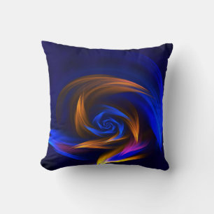 Abstract Vortex Shape Blue Orange Throw Pillow