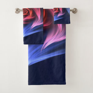 Abstract Vortex Shape Red And Blue Bath Towel Set