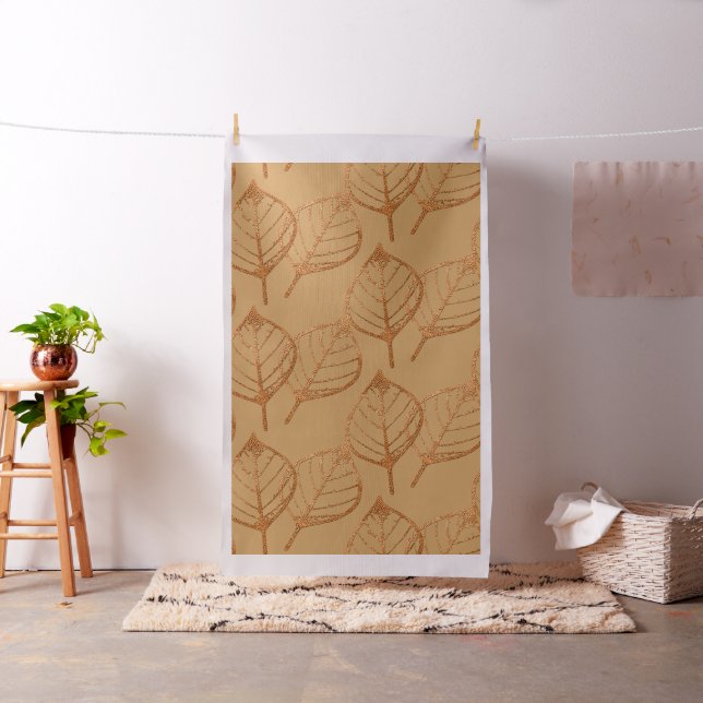 Abstract Warm Copper Leaves Skeletons  Fabric (In Situ)