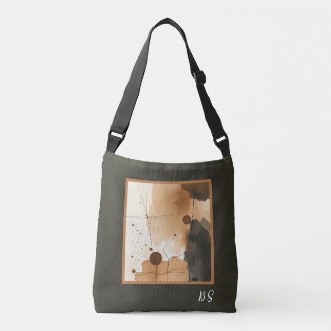 Abstract Warm Minimalist Layers Crossbody Bag (Front)