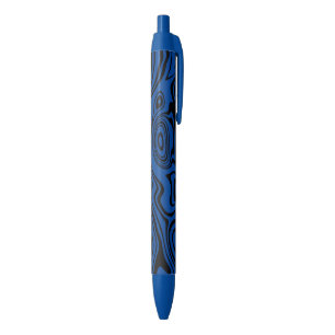 Abstract Warped Black & Blue Lines - Customizable Ink Pen