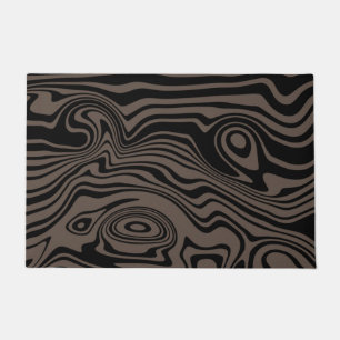 Abstract Warped Black & Brown Lines - Customizable Doormat