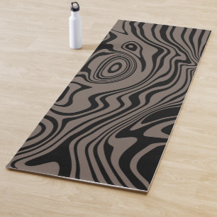 Abstract Warped Black & Brown Lines - Customizable Yoga Mat