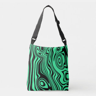 Abstract Warped Black & Green Lines - Customizable Crossbody Bag