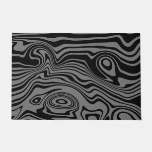 Abstract Warped Black & Grey Lines - Customizable Doormat