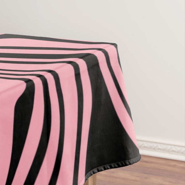 Abstract Warped Black & Pink Lines - Customizable Tablecloth (In Situ)