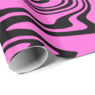 Abstract Warped Black & Pink Lines - Customizable Wrapping Paper