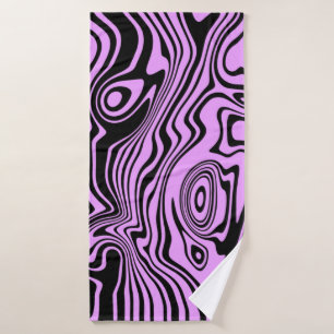 Abstract Warped Black & Purple Lines -Customizable Bath Towel