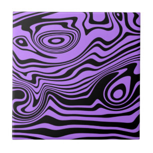 Abstract Warped Black & Purple Lines -Customizable Tile