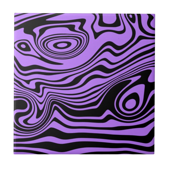 Abstract Warped Black & Purple Lines -Customizable Tile (Front)