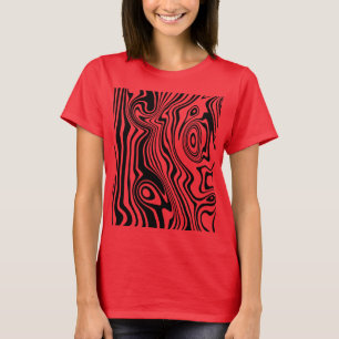 Abstract Warped Black & Red Lines - Customizable T-Shirt
