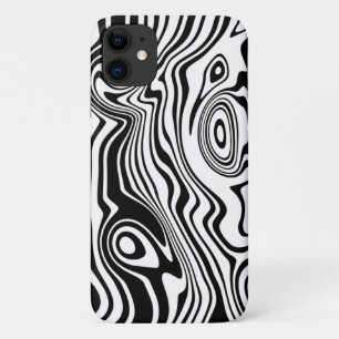 Abstract Warped Black & White Lines - Customizable iPhone 11 Case