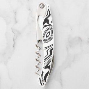 Abstract Warped Black & White Lines - Customizable Corkscrew