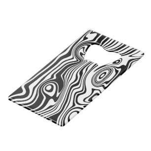 Abstract Warped Black & White Lines - Customizable Credit Card Bottle Opener