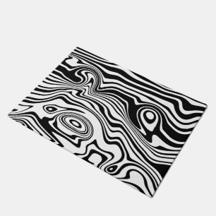 Abstract Warped Black & White Lines - Customizable Doormat