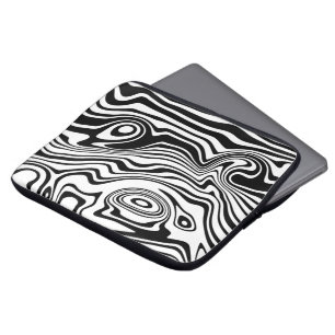 Abstract Warped Black & White Lines - Customizable Laptop Sleeve