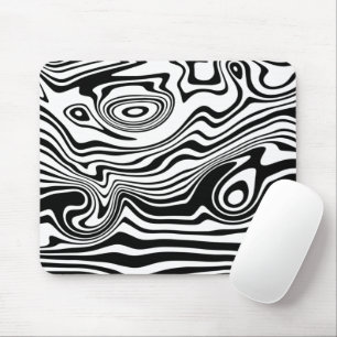Abstract Warped Black & White Lines - Customizable Mouse Pad