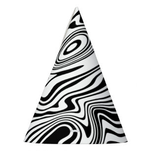 Abstract Warped Black & White Lines - Customizable Party Hat