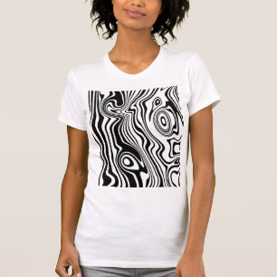 Abstract Warped Black & White Lines - Customizable T-Shirt